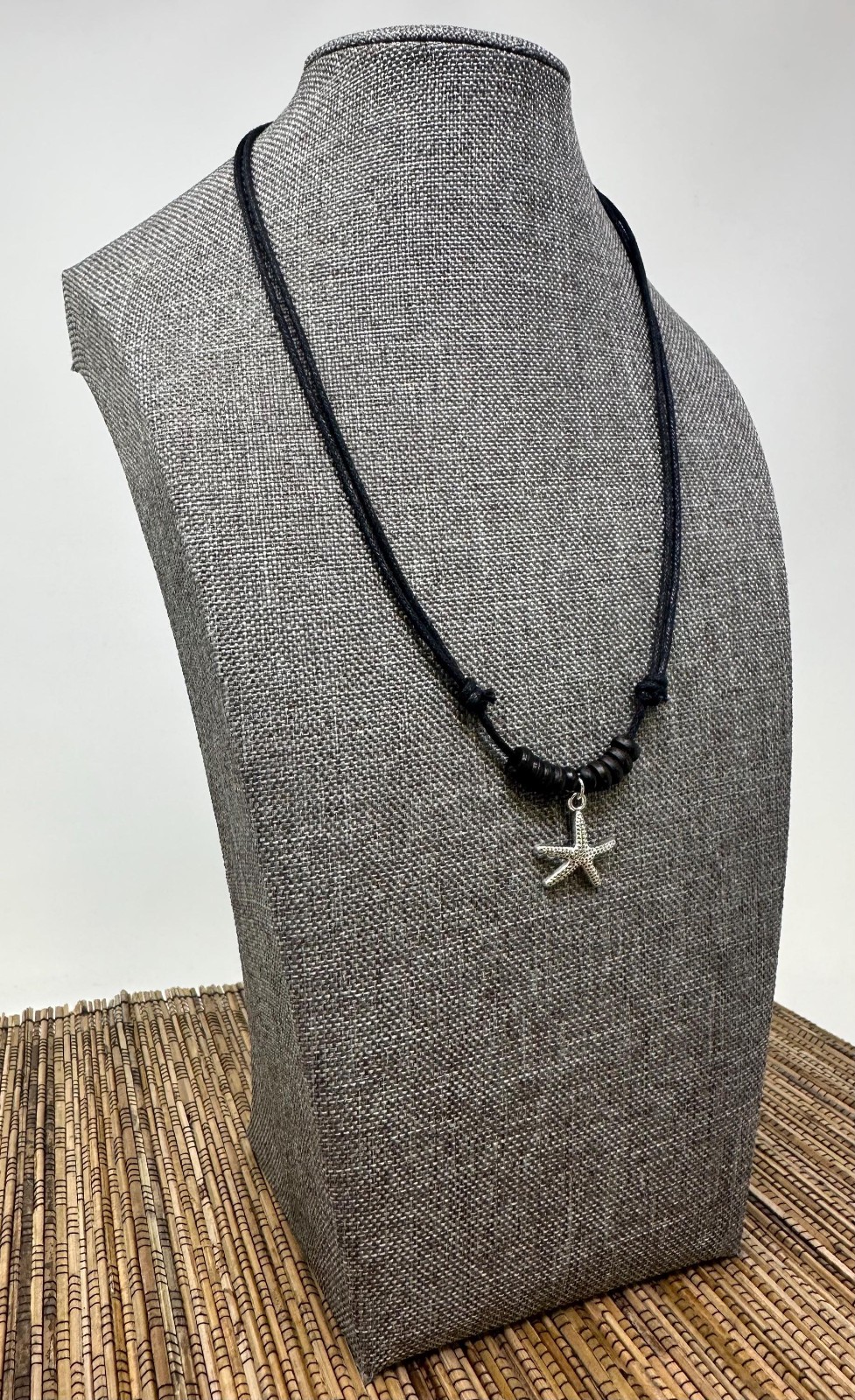 Minimalist Starfish Necklace Adjustable Black Cord Ocean Charm Unisex