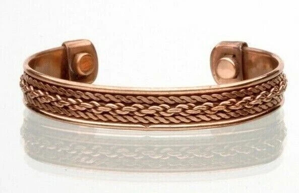 2 Pack Pure Copper Magnetic Bracelet Arthritis Pain Therapy Cuff Twist Chain
