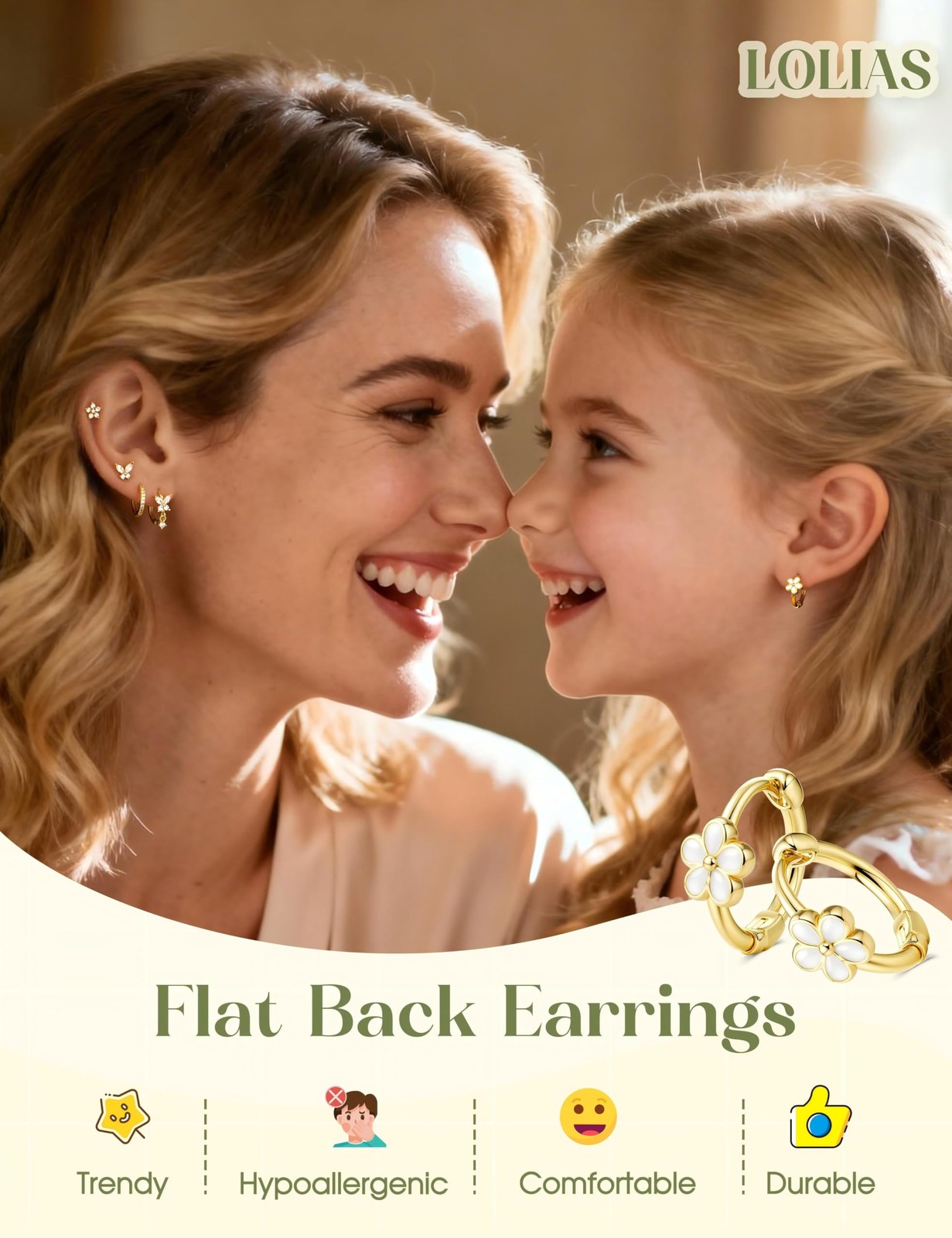 20G (0.8mm diameter, 6mm post length), 14K Gold Plated + Butterfly Hoops
