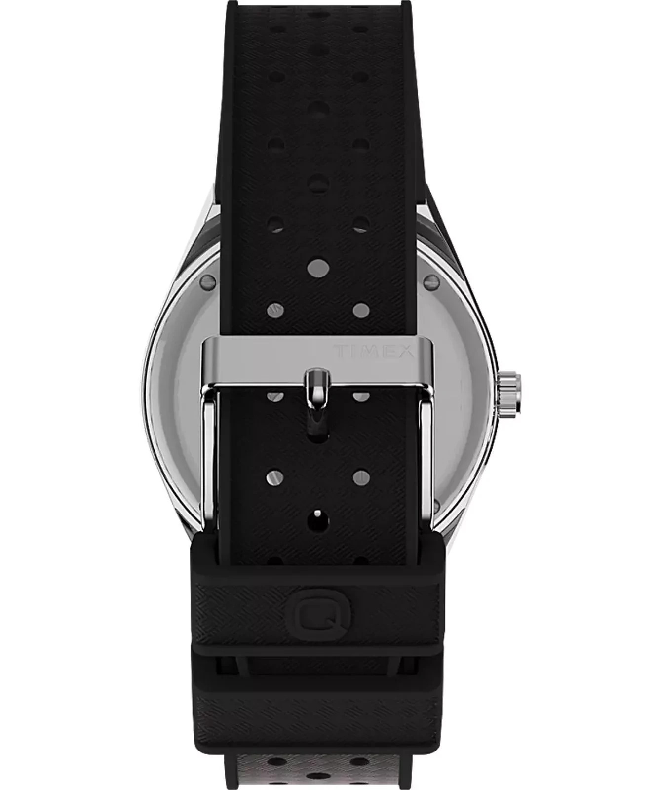 Timex Q Timex TW2V32000 Men’s Quartz Watch Black Dial Day Date Rubber Strap 38mm