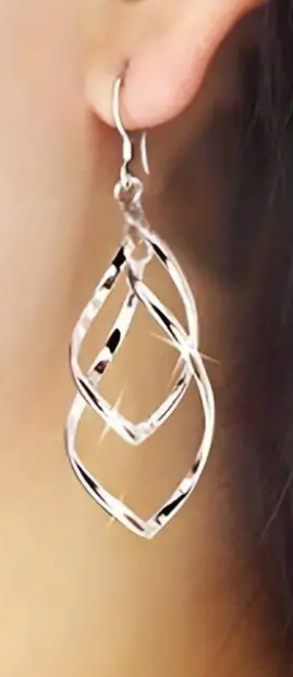 Classic Elegant Shiny Twisted Silver Plated Alloy Dangle Women’s Earrings