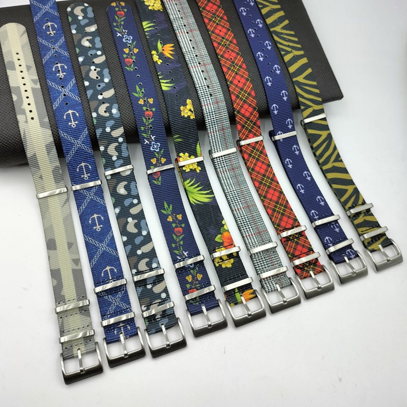 18mm 20mm Pattern NATO Nylon Strap New Pattern One-Piece Pass Through Watch Band