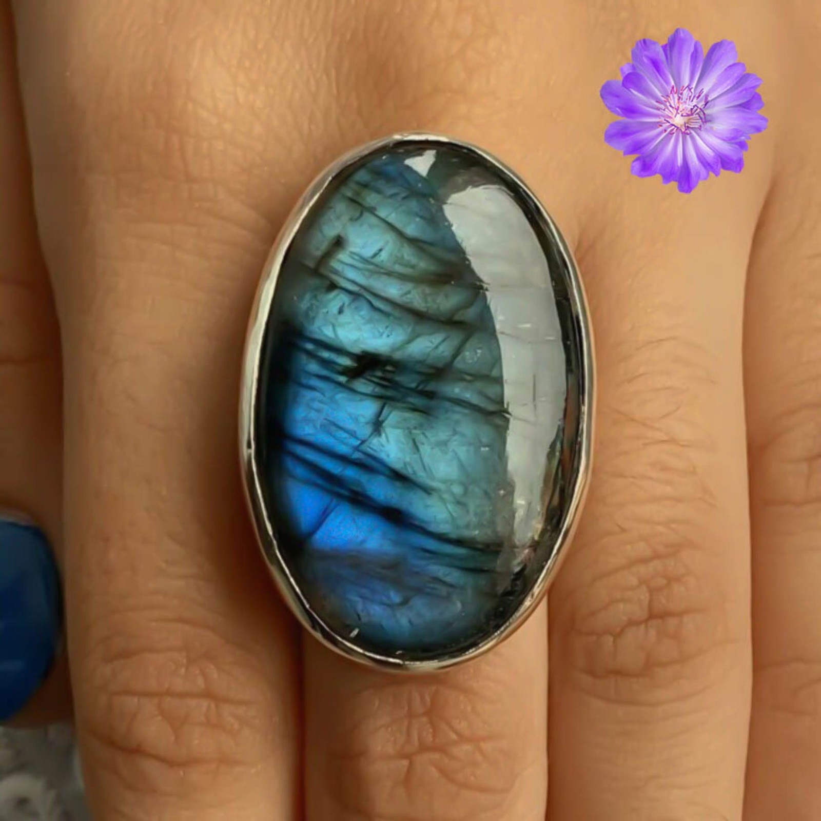 Natural Labradorite Gemstone 925 Sterling Silver Handmade Jewelry Ring Gift For
