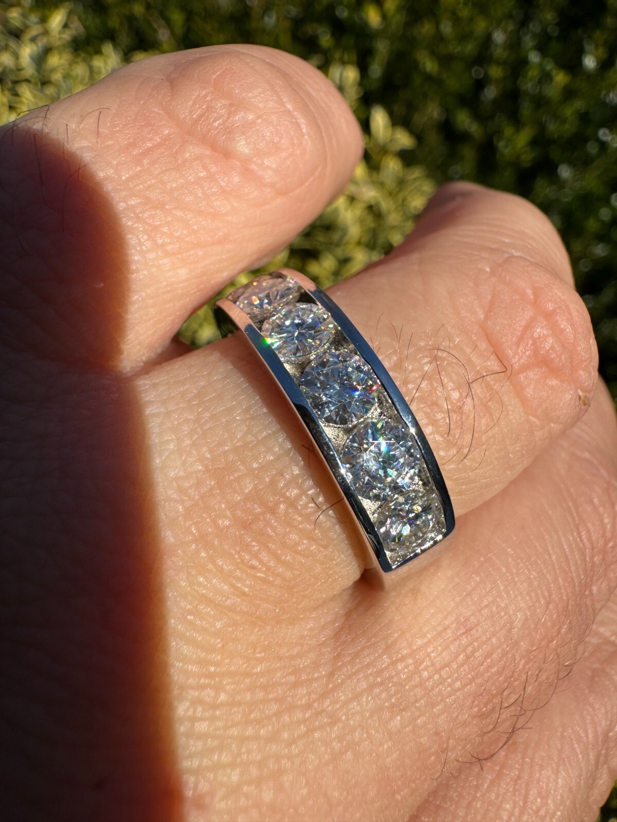 Real Moissanite Half Eternity Band Channel Set Wedding Ring 925 Silver 1.5mm-5mm