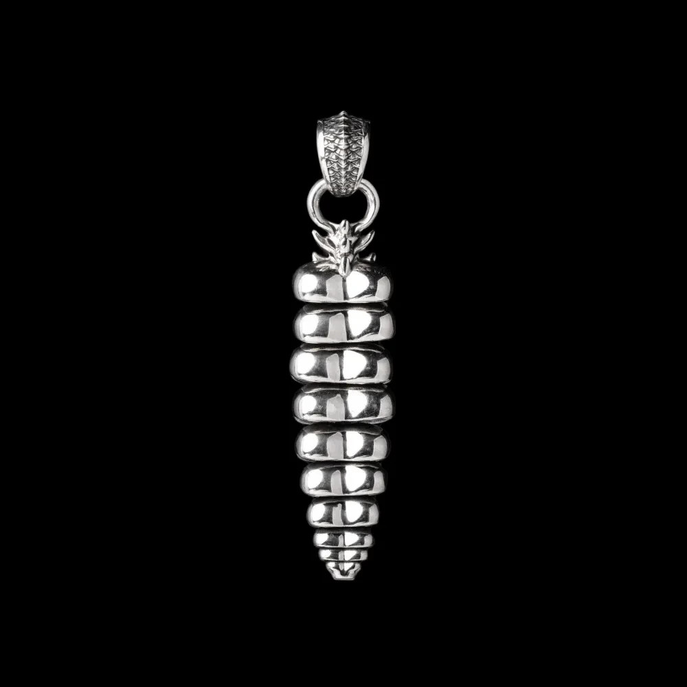 Rattlesnake Tail Pendant in White Bronze, Fidget Jewelry Gifts for Snake Lover
