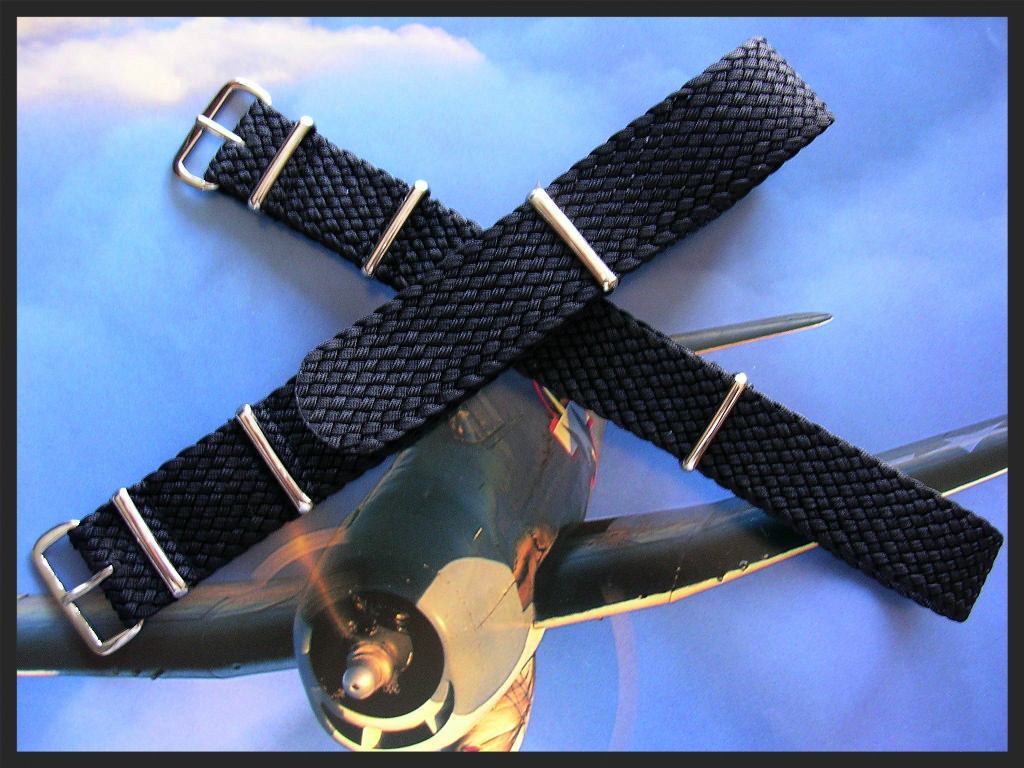 18mm Black Woven Braided SS NATO G10 ® Premium Nylon watch band strap IW SUISSE