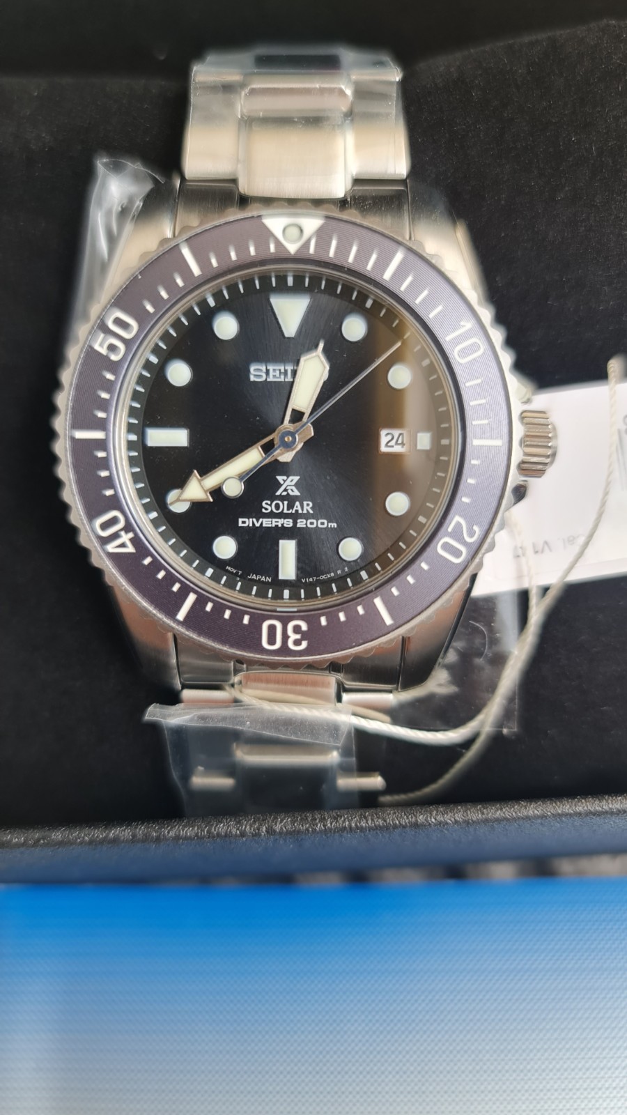 SEIKO ProspeX SNE569P1 Solar Sea Diver Watch 200m 39mm Mini Scuba Gray V147 Date