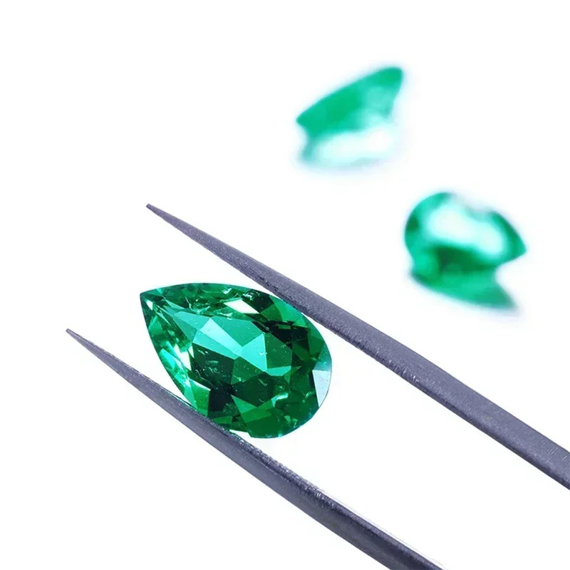 AGL Lab Grown Hydrothermal Pear Cut Lab Grown Colombia Emerald Loose Gemstones