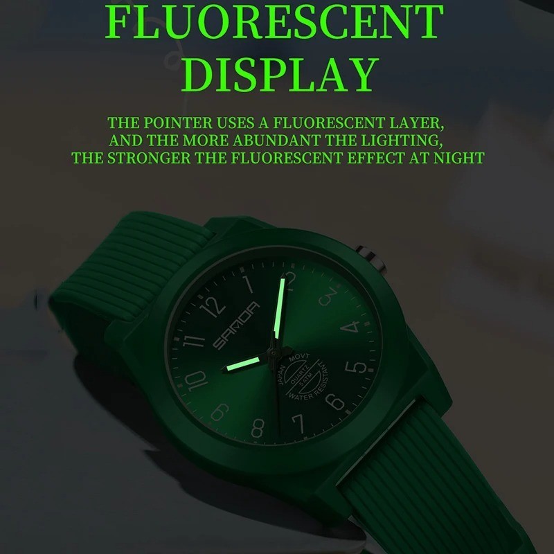 SANDA Women Girls Quartz Watch Silicone Sport Waterproof Luminous Wristwatch