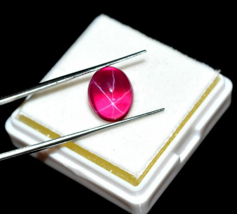 8 Ct Natural 6 Rays Red Star Ruby Oval Cabochon Certified Loose Gemstone Burma