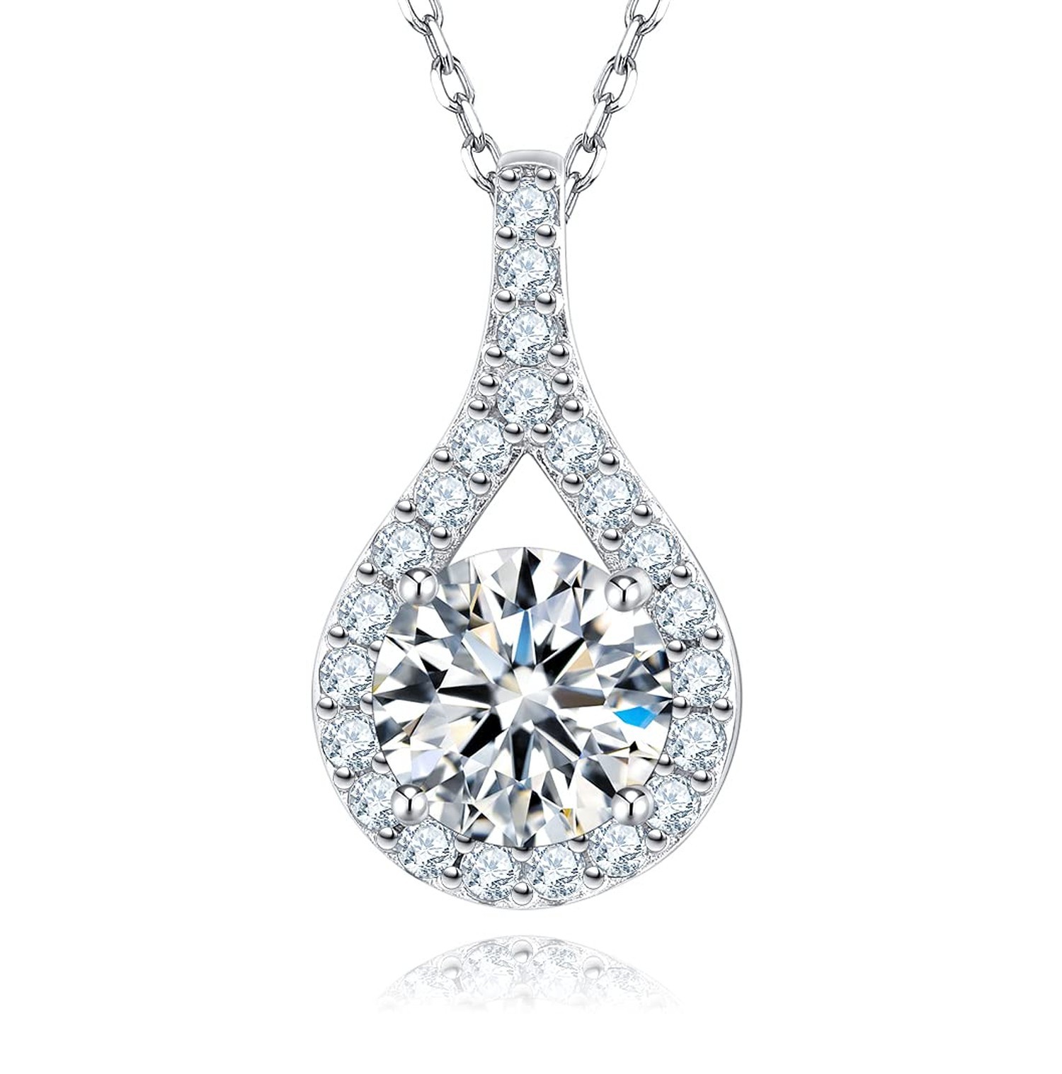 SecreTalk 1-5CT Moissanite Pendant Necklace for Women, Wedding Gift 925 Sterl…