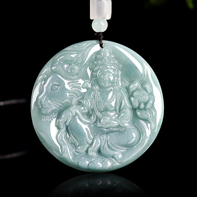 Real Grade A Natural Green Jade Jadeite Men Women Rabbit Guanyin Neck Pendant