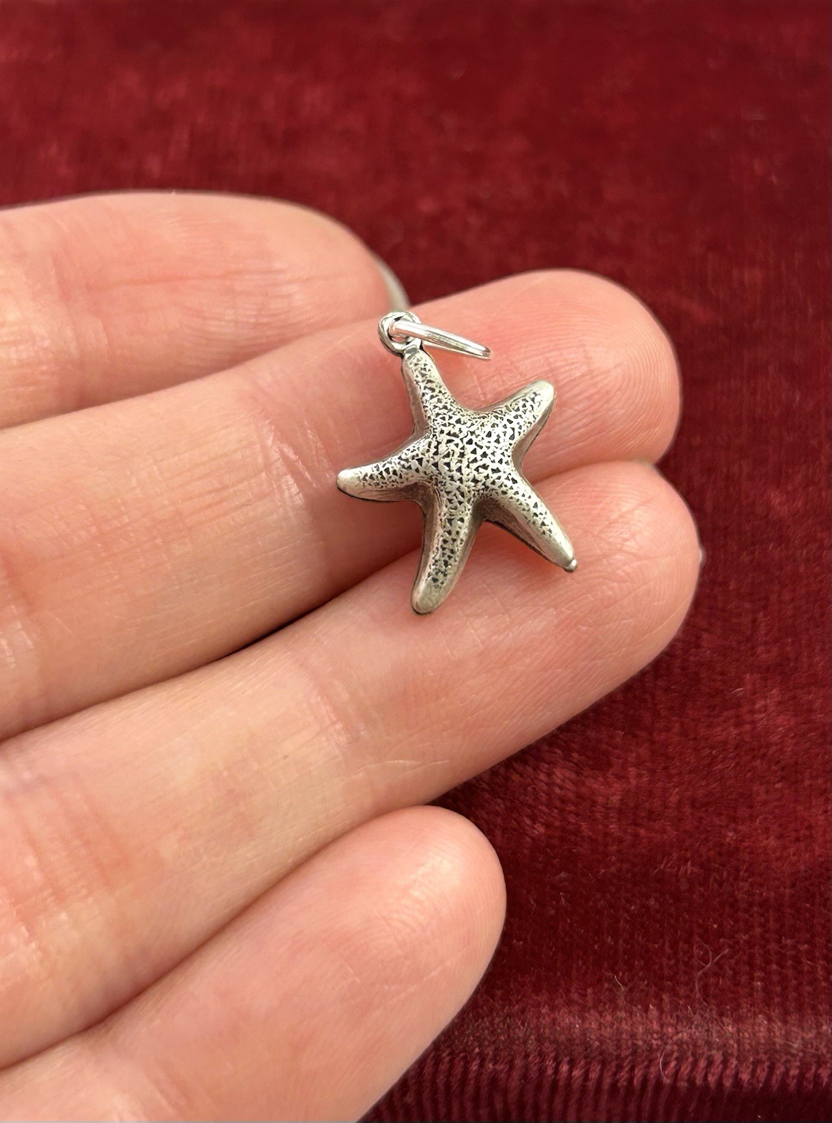 Starfish Charm Sea Star Nautical Pendant Silver Plated Brass Antiqued