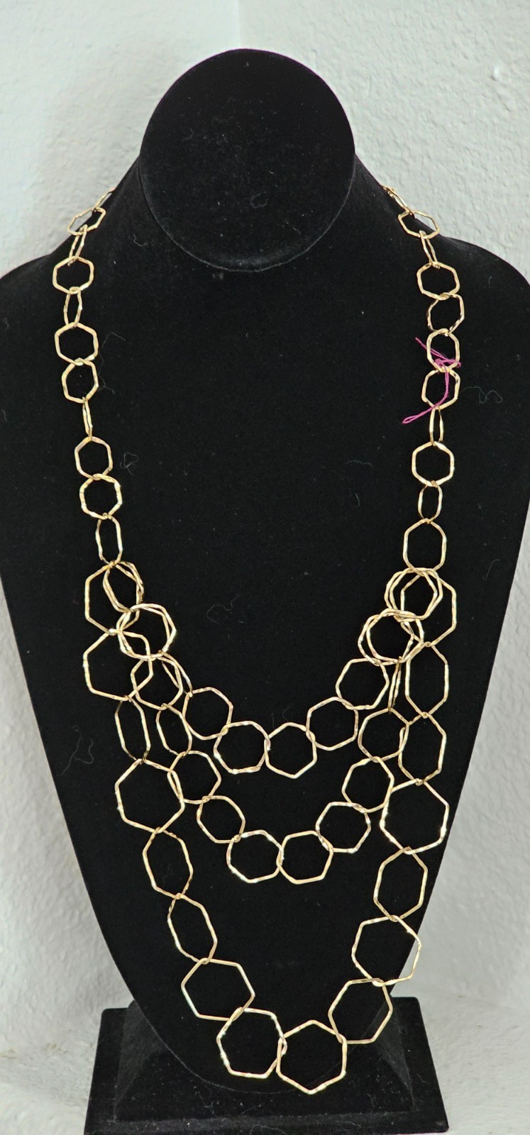 CHICOS women necklace gold tone NWOT 3 bottom strands Very light weigh