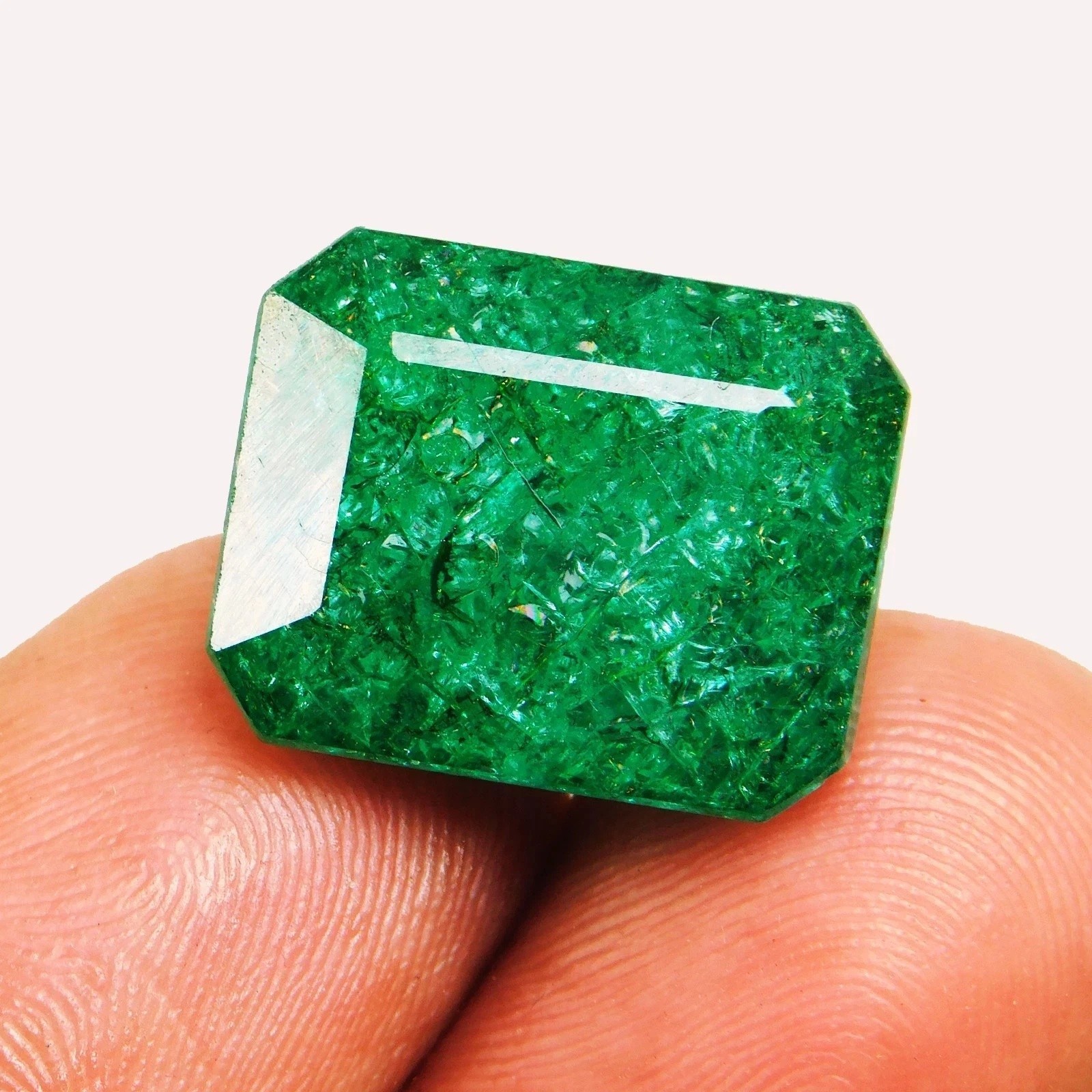 11.45 Ct Lab-Created Green Colombian Emerald Certified Emerald Cut Loose Gems