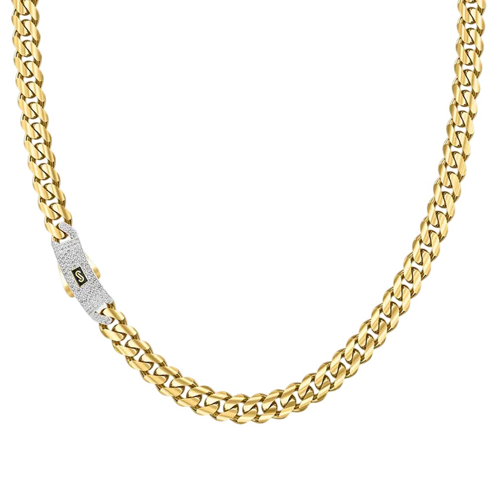 10K Gold Monaco Original Classic Link Stone Lock Chain 5mm 16” 11.18g