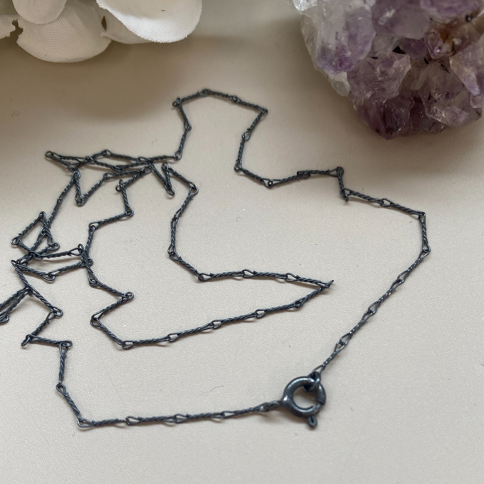 Oxidized Sterling Silver Fancy Twisted Unique Chain Necklace-(16″-36″)