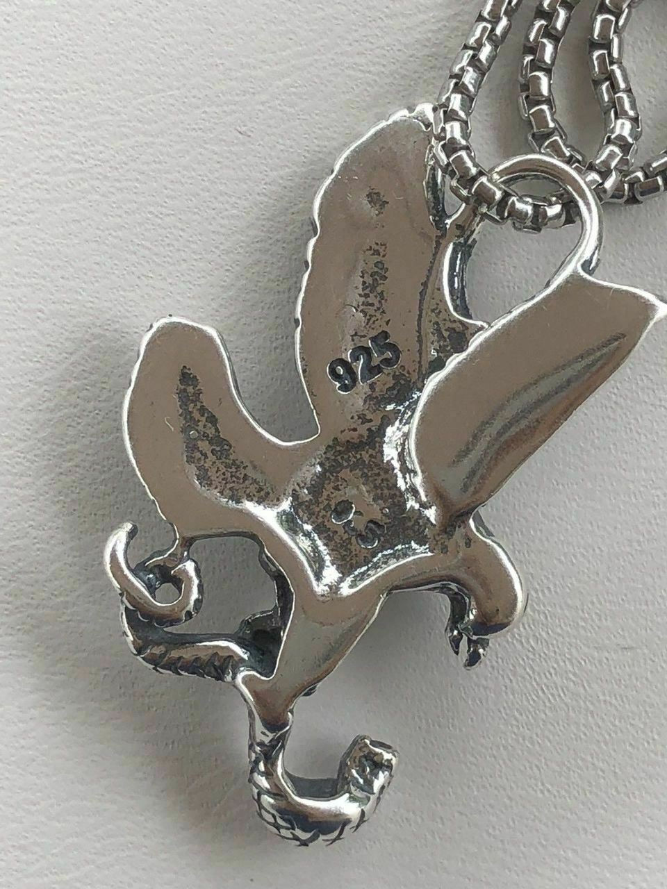 Solid 925 Sterling Silver USA American Eagle Mens Pendant