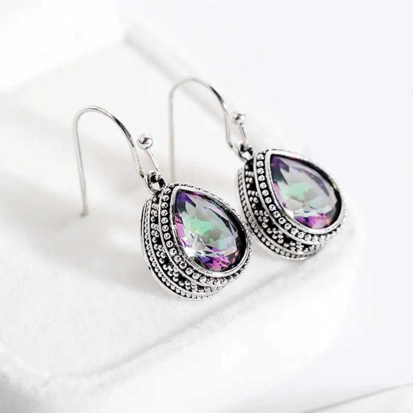 925 Silver Fashion Women Hook Dangle Drop Earrings Cubic Zirconia Jewelry B 74