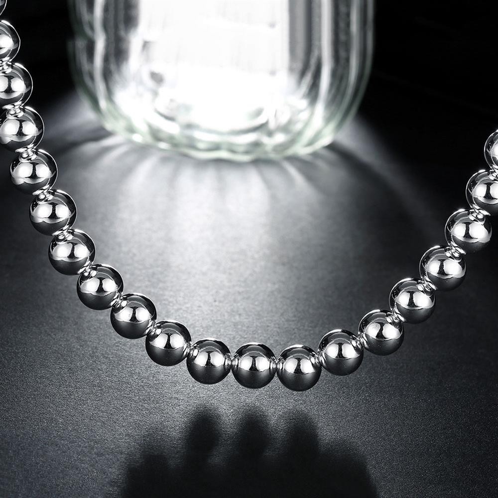 10MM Smooth Beads chain 925 Sterling Silver Necklaces for Women wedding Gift
