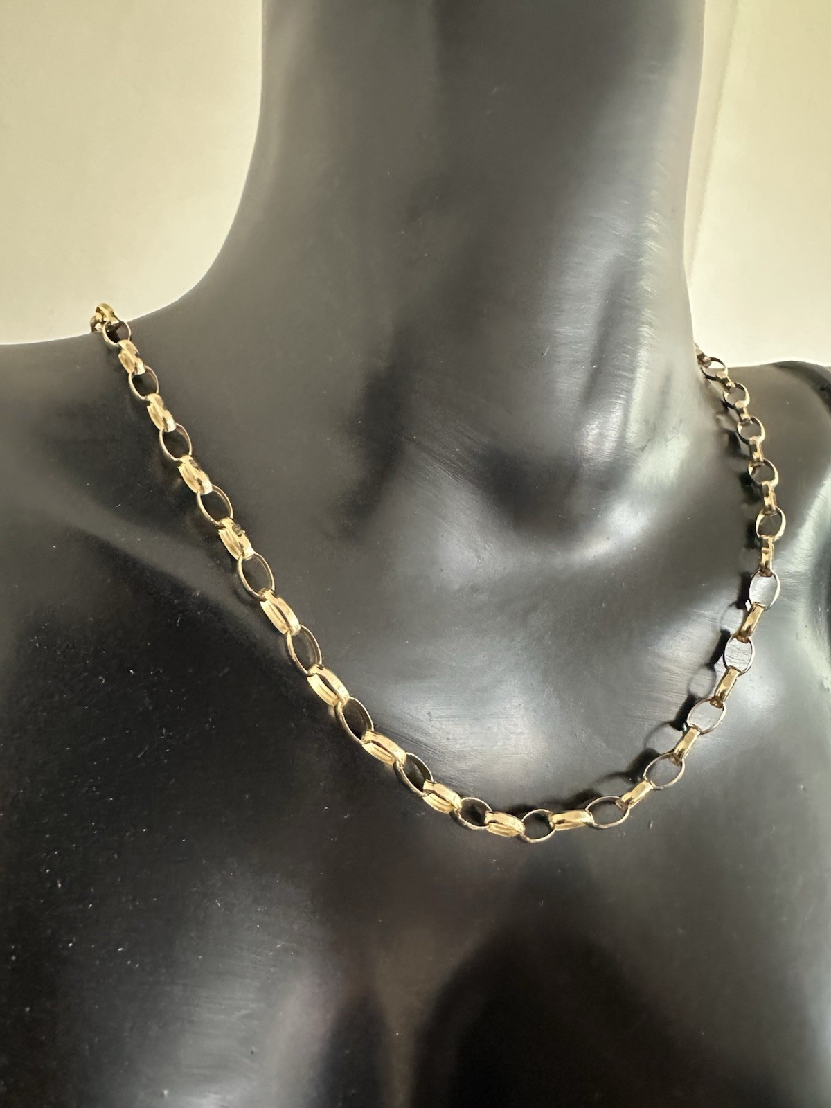 Vintage 9K Gold Belcher Choker Chain Necklace 3.65g B’ham Hallmark Unisex, Boxed