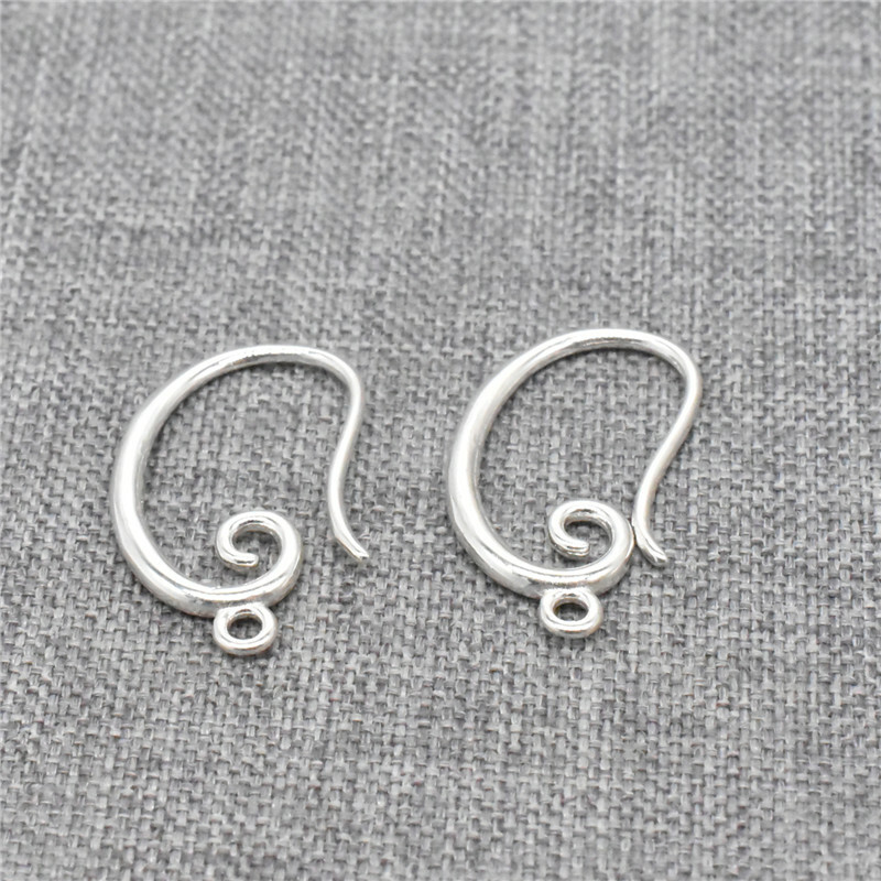 4 Pairs Sterling Silver Ear Wires Spiral Design 925 Silver Earring Hooks w/ Ring