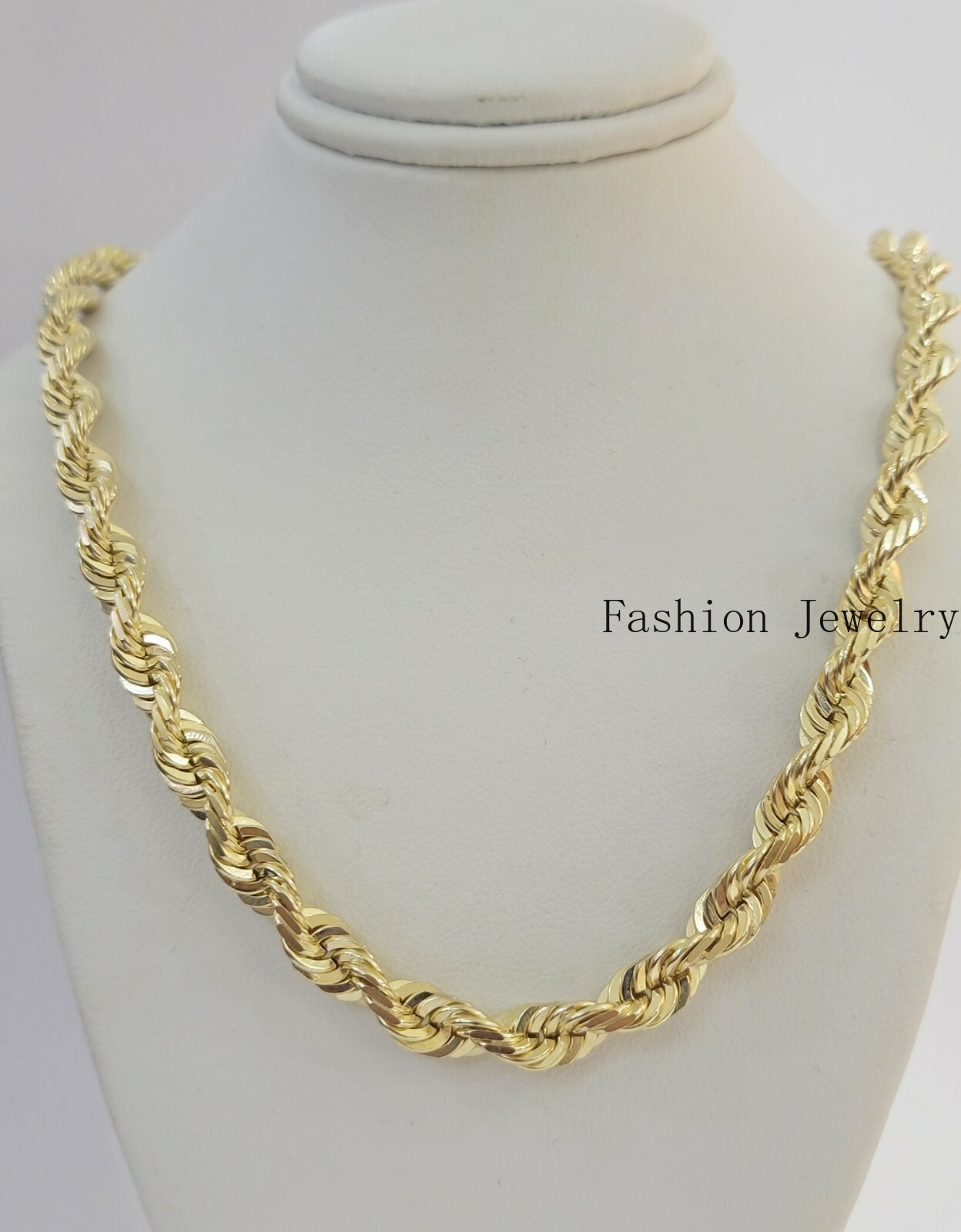 Real Solid 10k Gold Rope Chain Necklace 4mm-10mm Diamond Cut 18″-30″ For Pendant