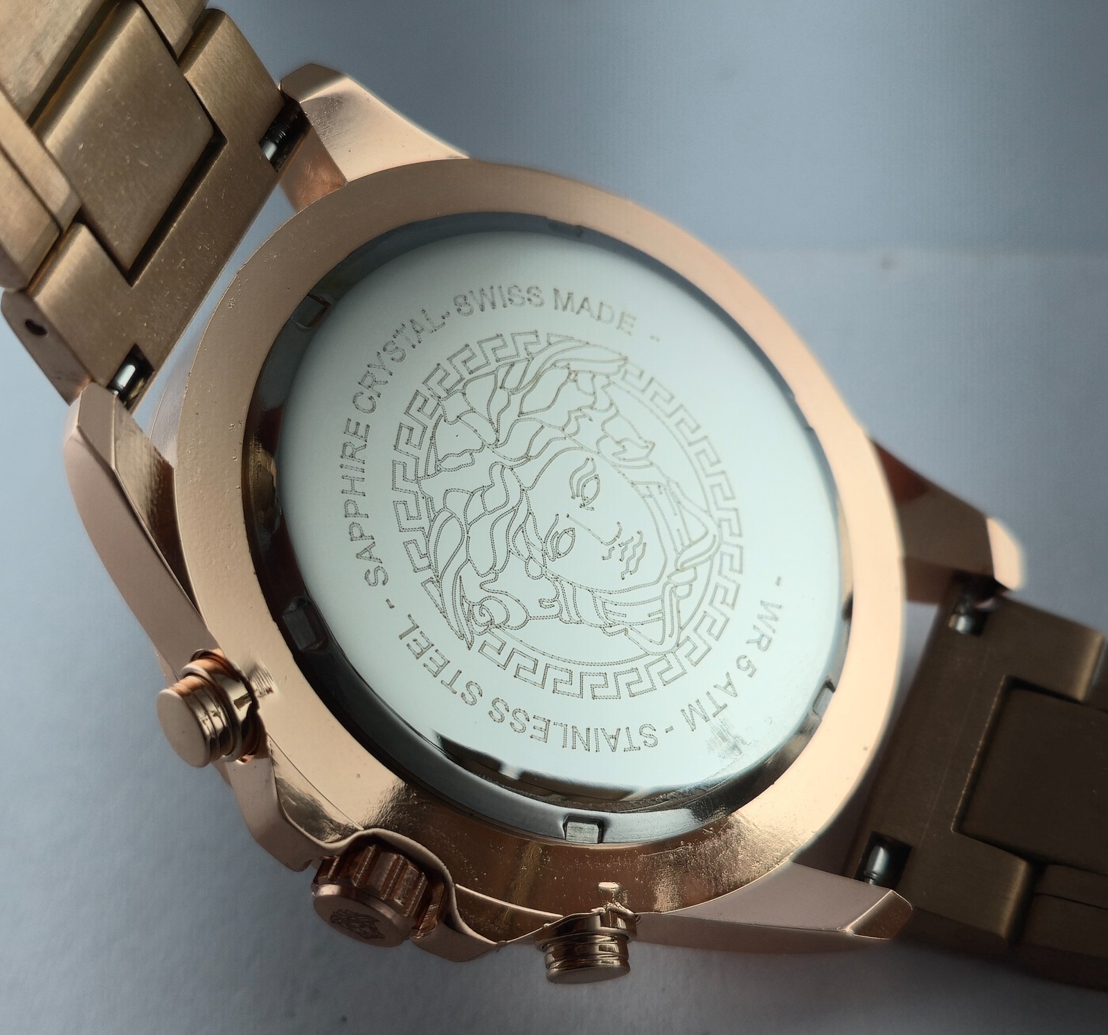 Working Versace Chronograph Black Dial with Date Men’s Wristwatch Steel Band