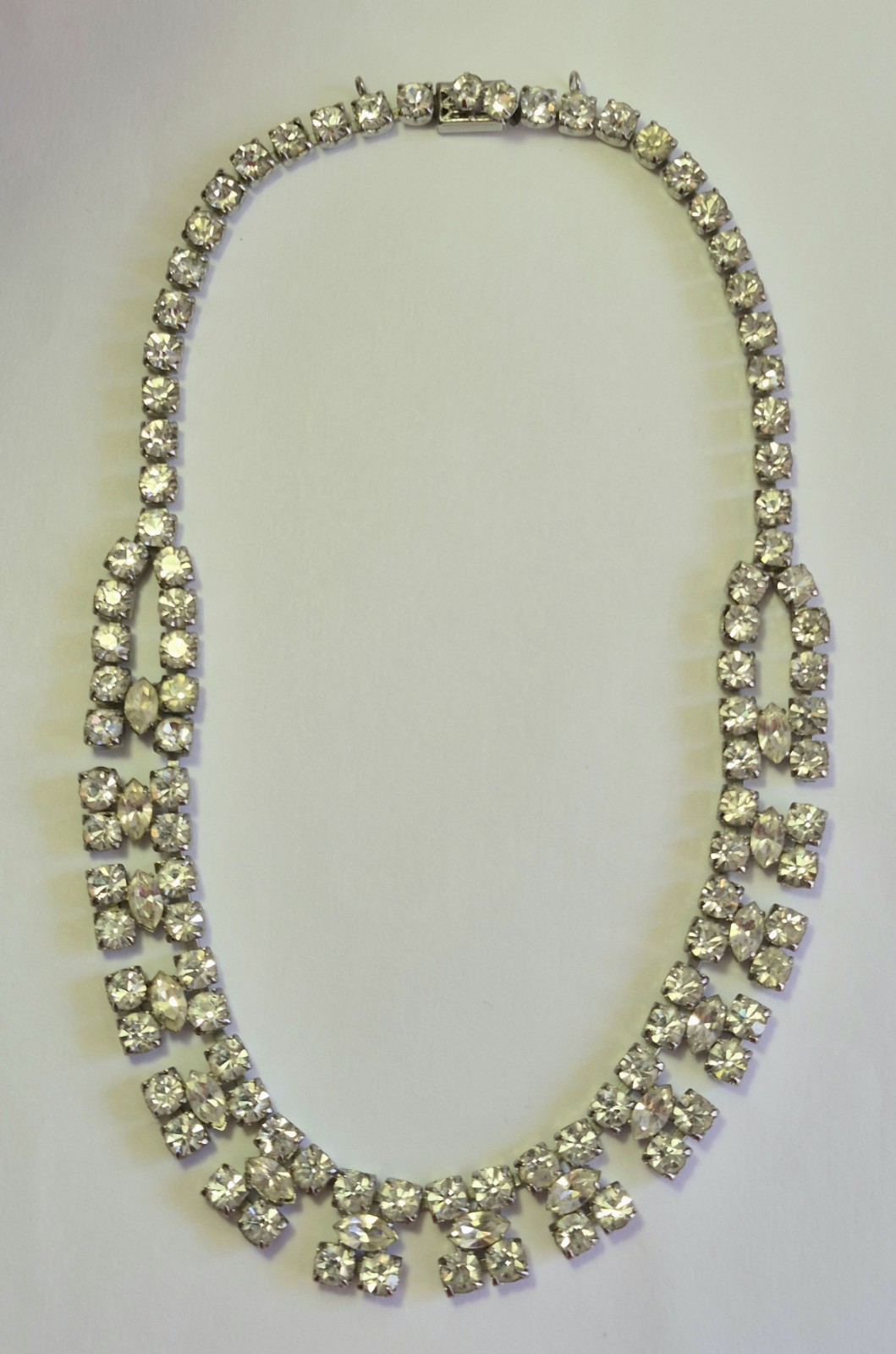 Vintage Rhinestone Choker Necklace Glass Prong Set Foiled Back Bridal Statement