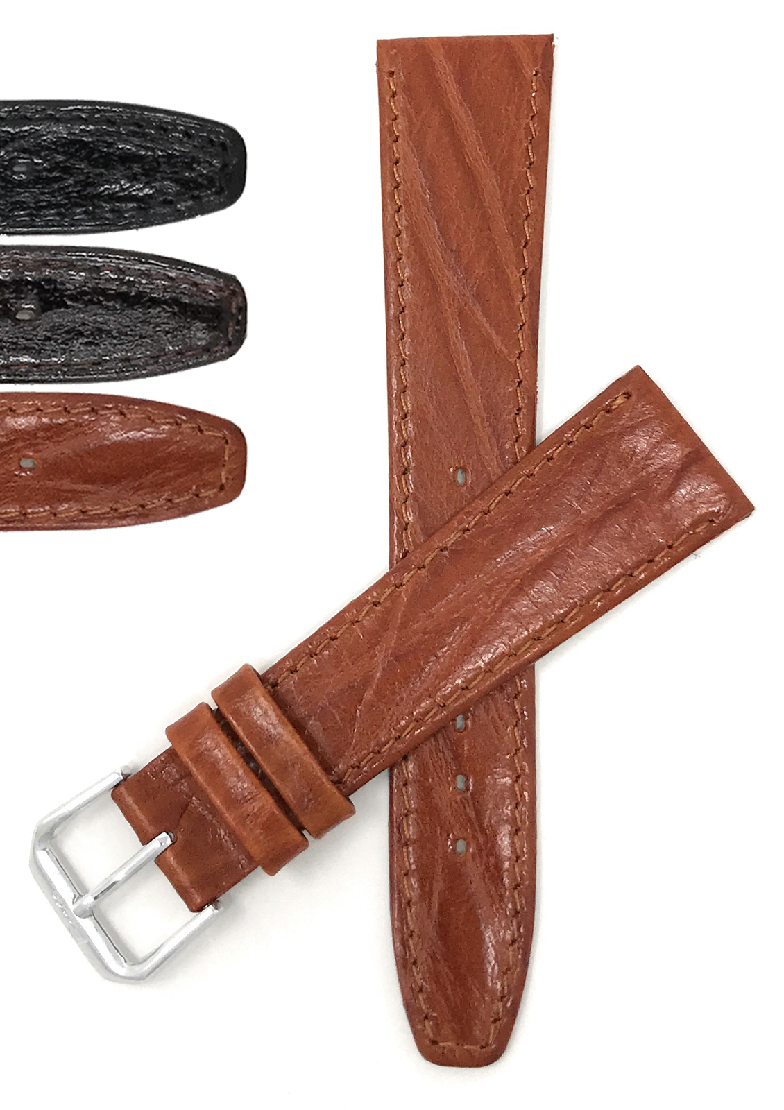 Bandini Watch Band, Leather Strap, Semi-Glossy, 10mm – 20mm Extra Long Also