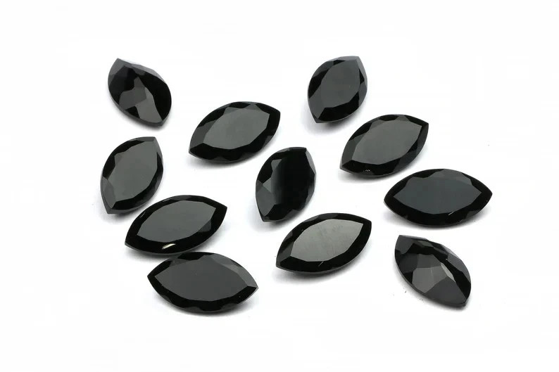 Natural Black Onyx “Faceted” Marquise Shape Loose Gemstone For Jewelry Making