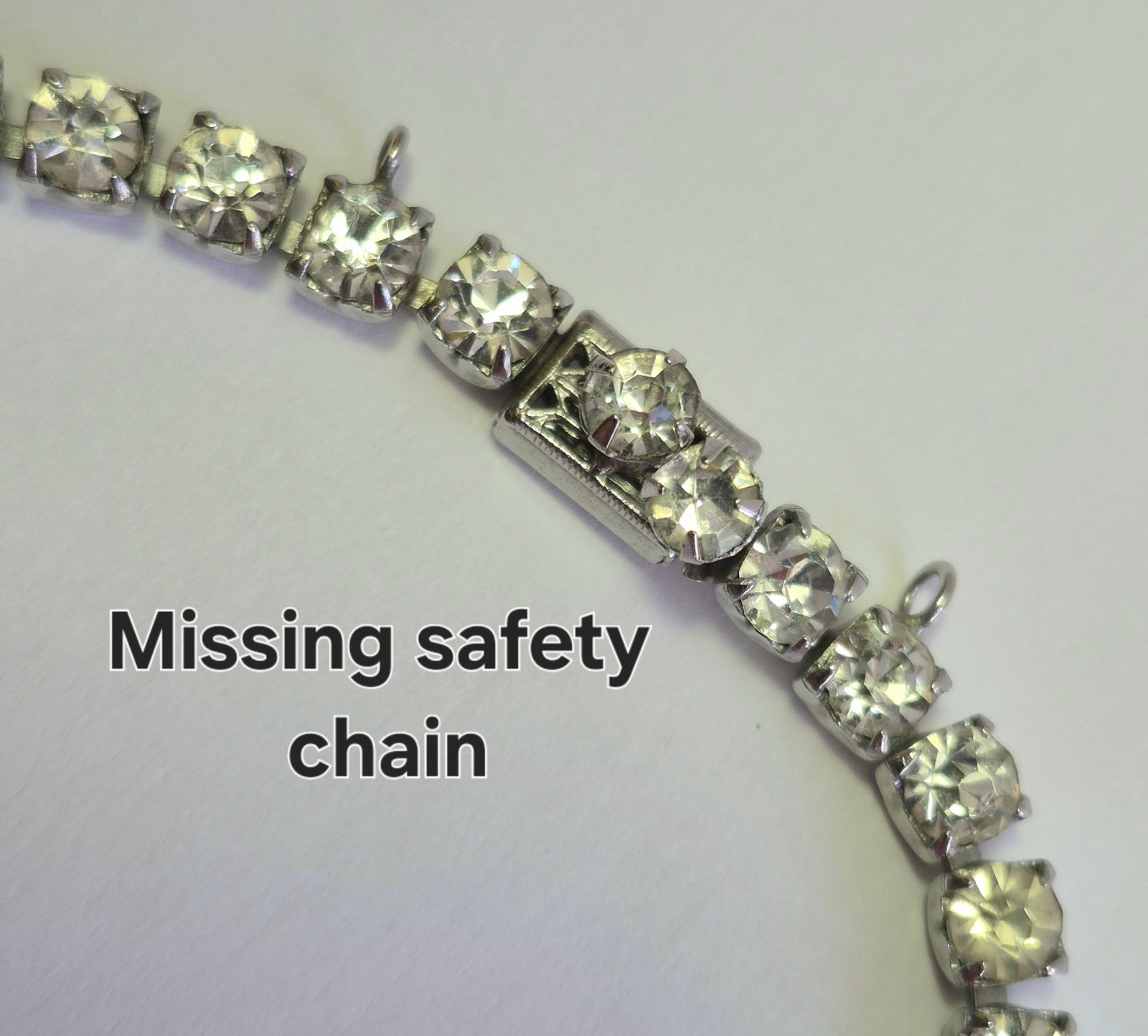 Vintage Rhinestone Choker Necklace Glass Prong Set Foiled Back Bridal Statement