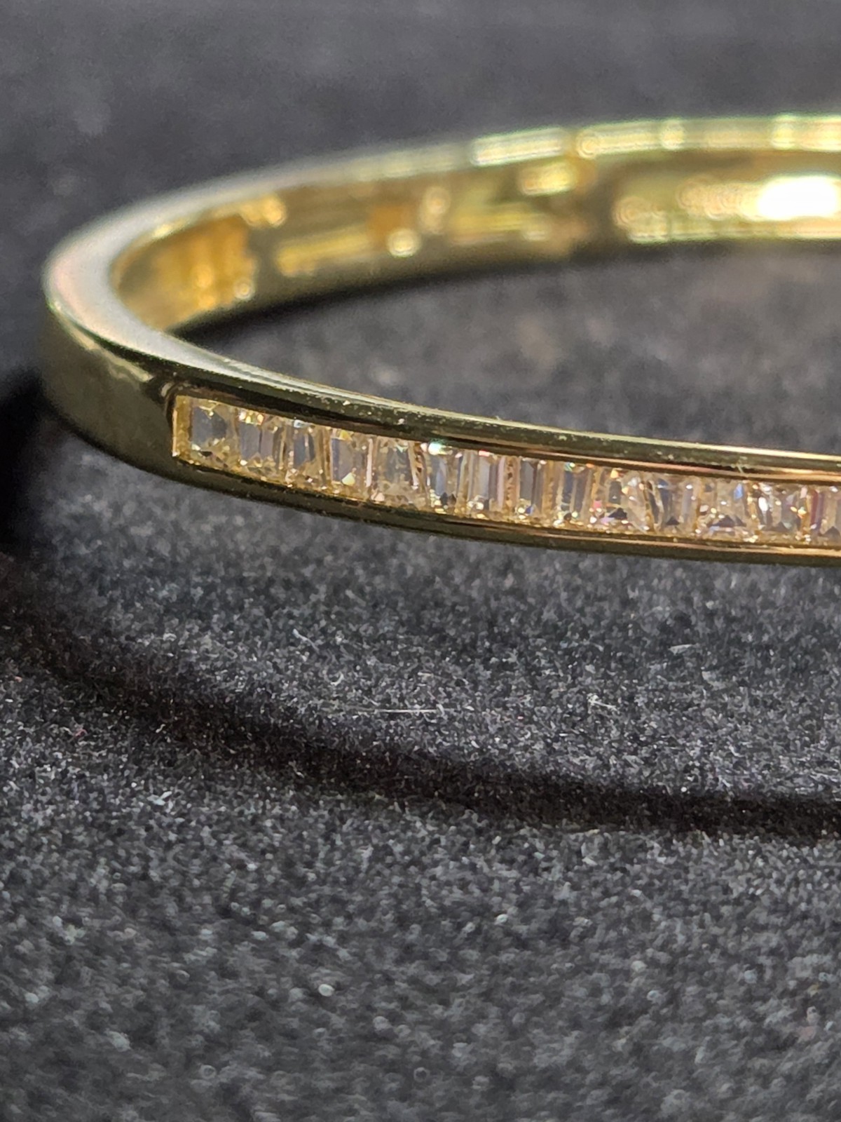 Freida Rothman Family Vault Butterfly MOP CZ Gold Plated Hinged Bangle 6.5″