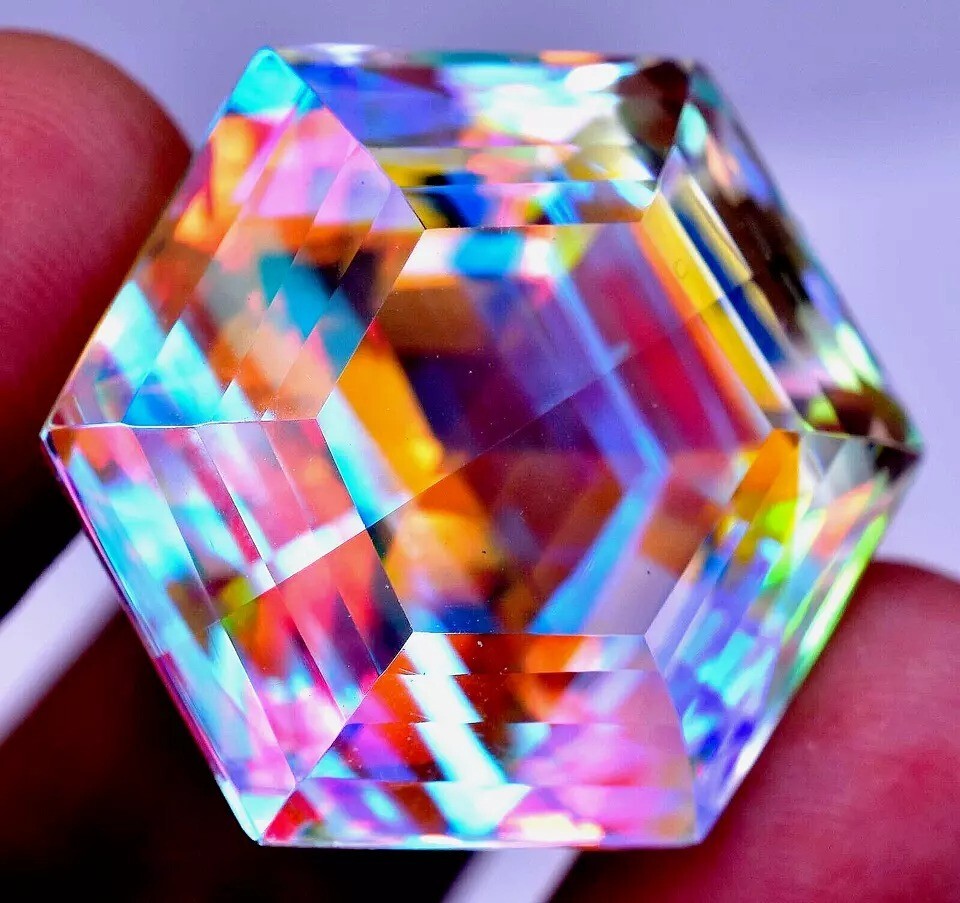Natural Mystic Topaz 200 Ct+ Rainbow Color Hexagon Cut Certified Loose Gemstone