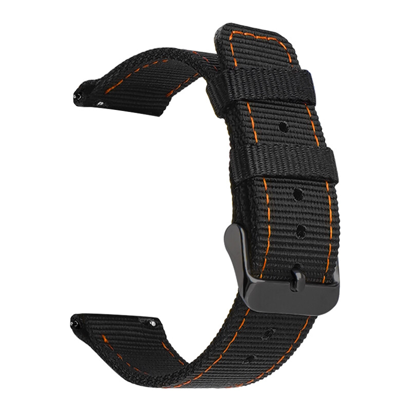 Stitching Black Nylon Strap Canvas Fabric Watch Band 20 22 18 24mm Generic Belt