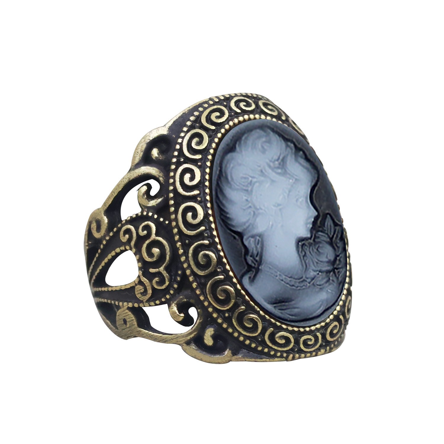 10pcs Vintage Cameo Rings Bulk Antique Bronze Plated Lady Cameo Assorted Jewelry