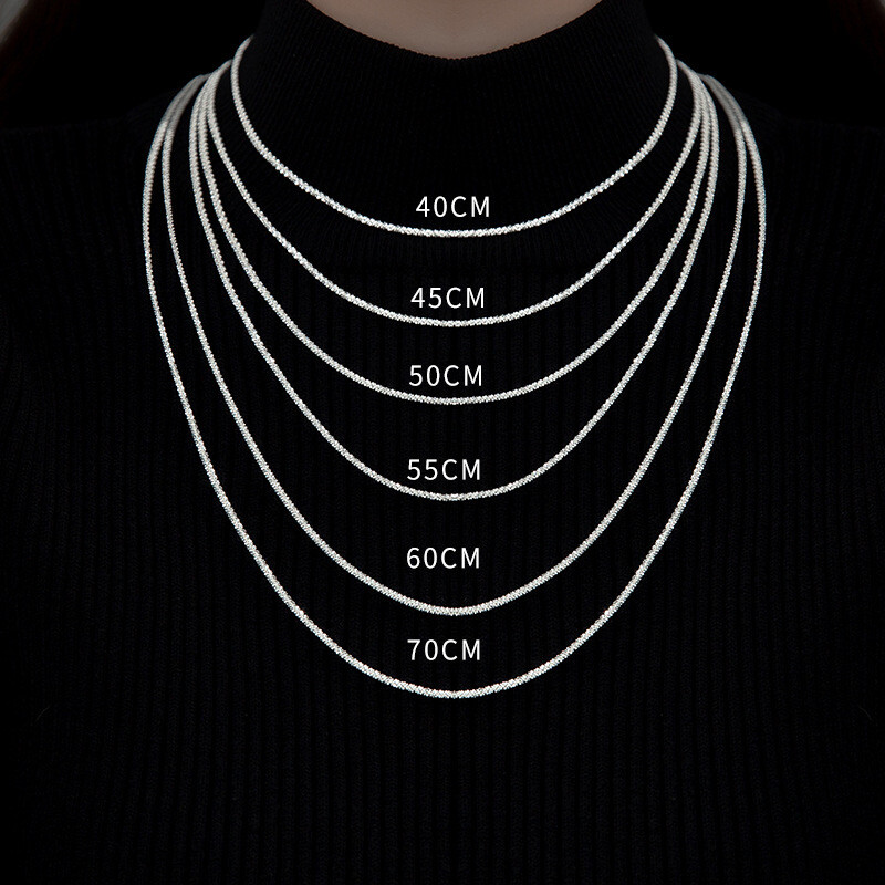 Stunning Genuine 925 Sterling Silver 2mm Starry Chain Necklace Jewelry 16″- 32″