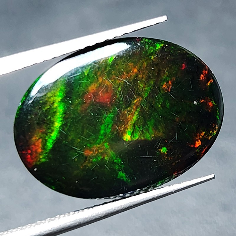 Natural Ethiopian Black Opal AAA+ Collector Welo Oval Cabochon Fire Play 7.05Ct
