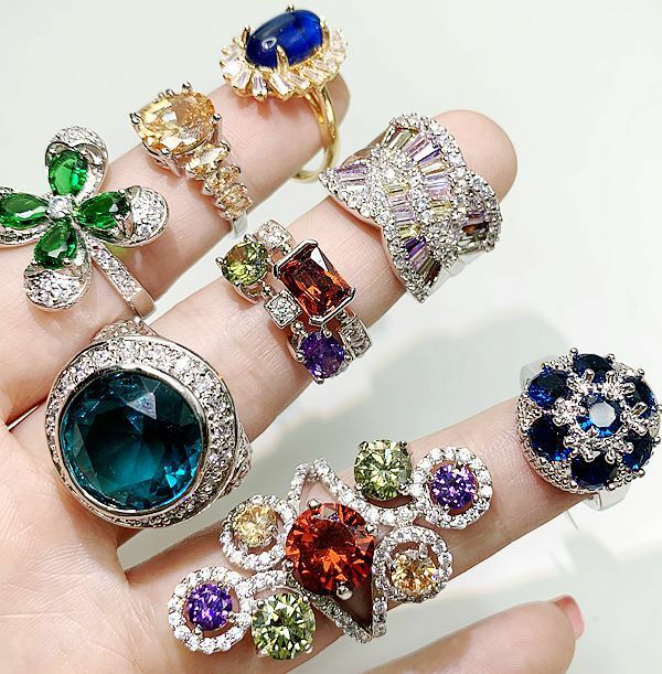 Luxurious Rings Wholesale Mixed Lots 5-100pc Big Gemstones Crystal Jewelry Ring