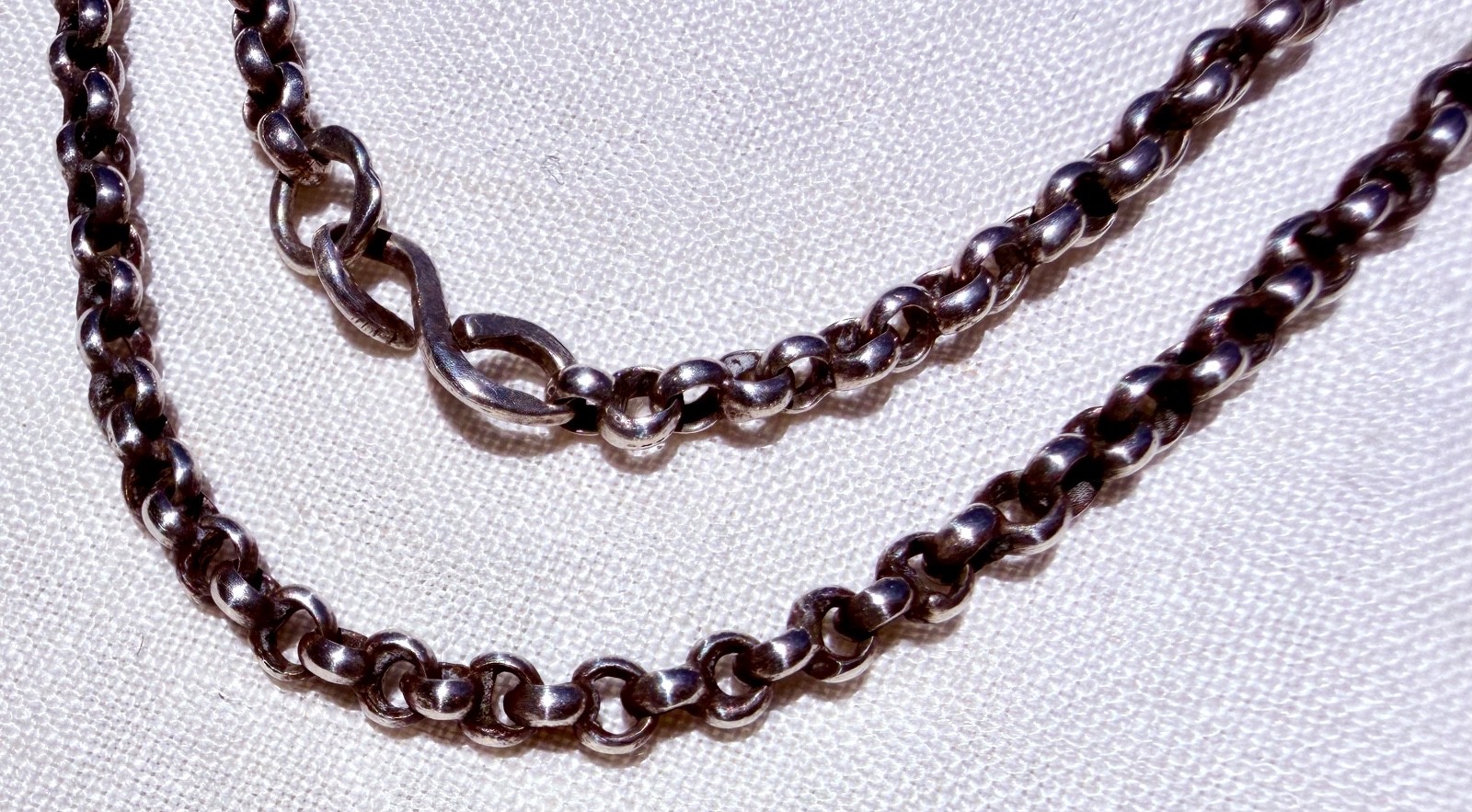Antique Victorian Sterling Silver ROLO or BELCHER Necklace Chain ~ 29 1/2″