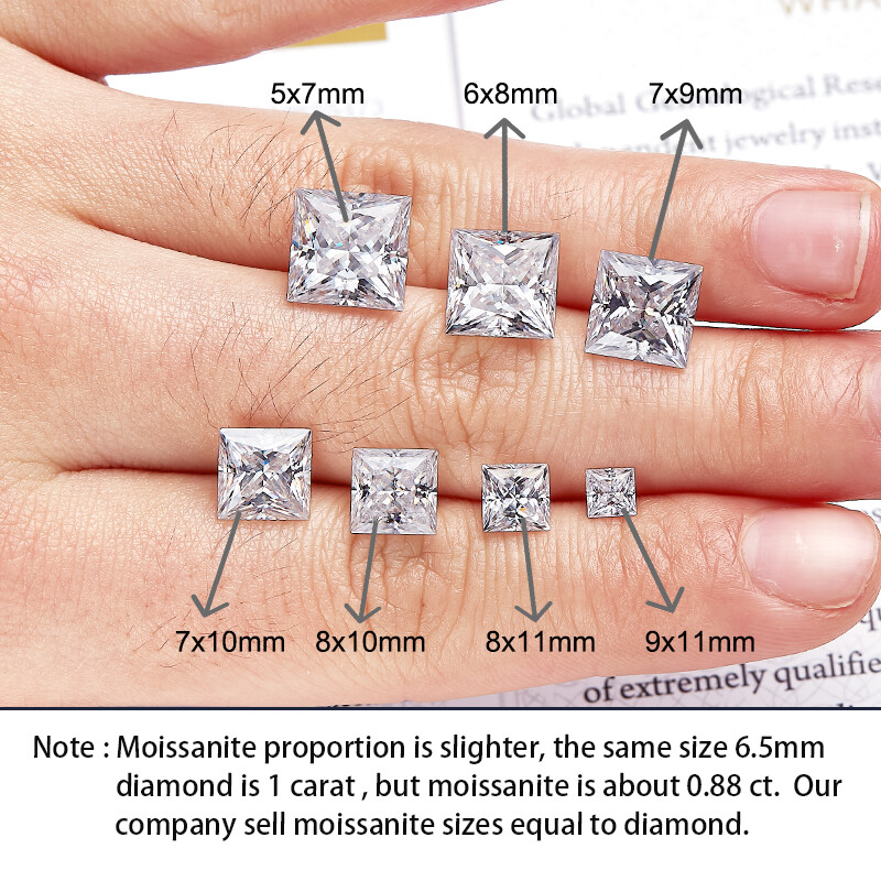 Excellent Loose Gemstone Princess Brilliant Cut Moissanite Stone VVS For Jewelry