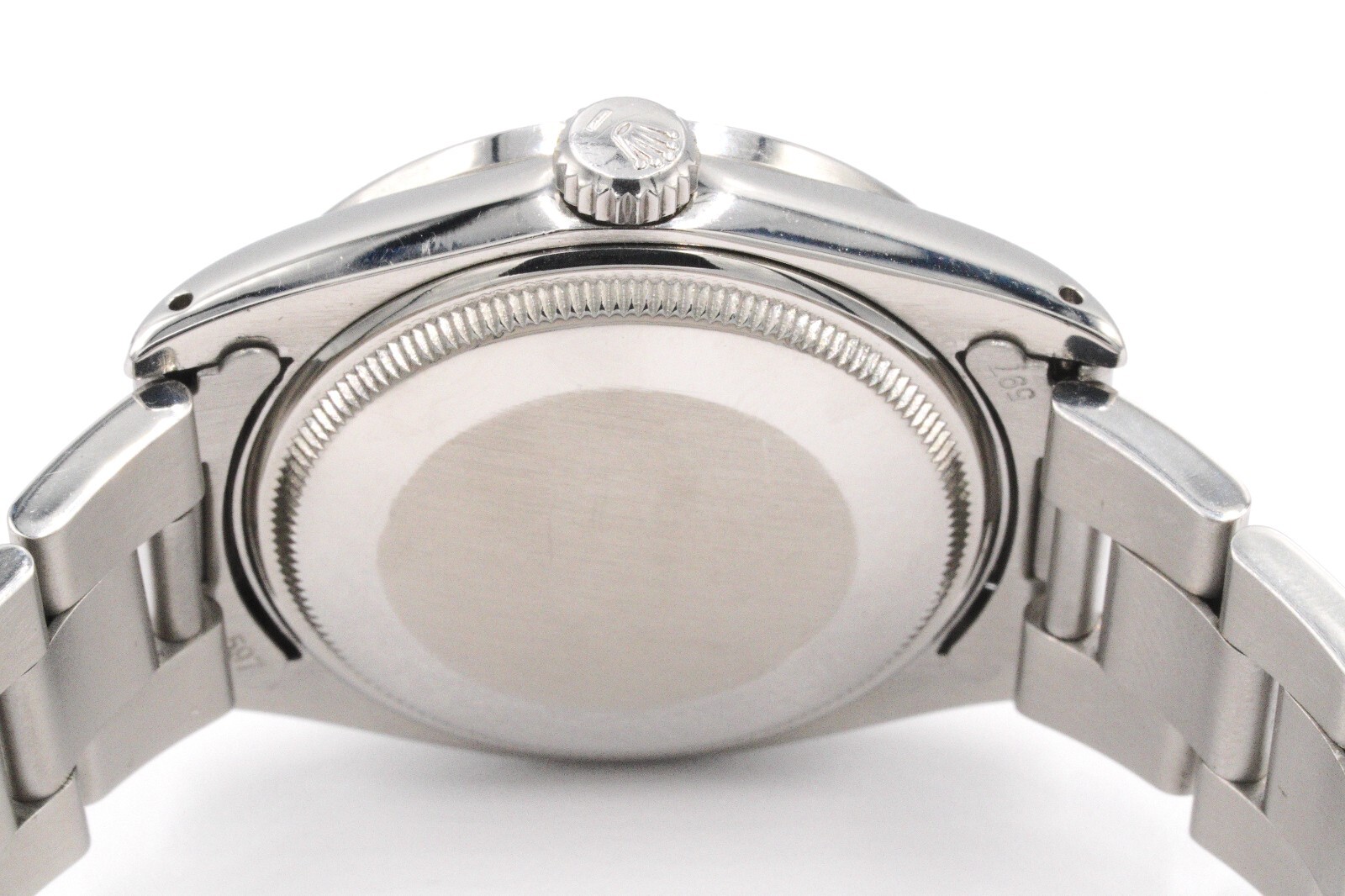 Mens Rolex Date Stainless Steel Watch Engine-Turned Index Bezel Silver Dial 1501