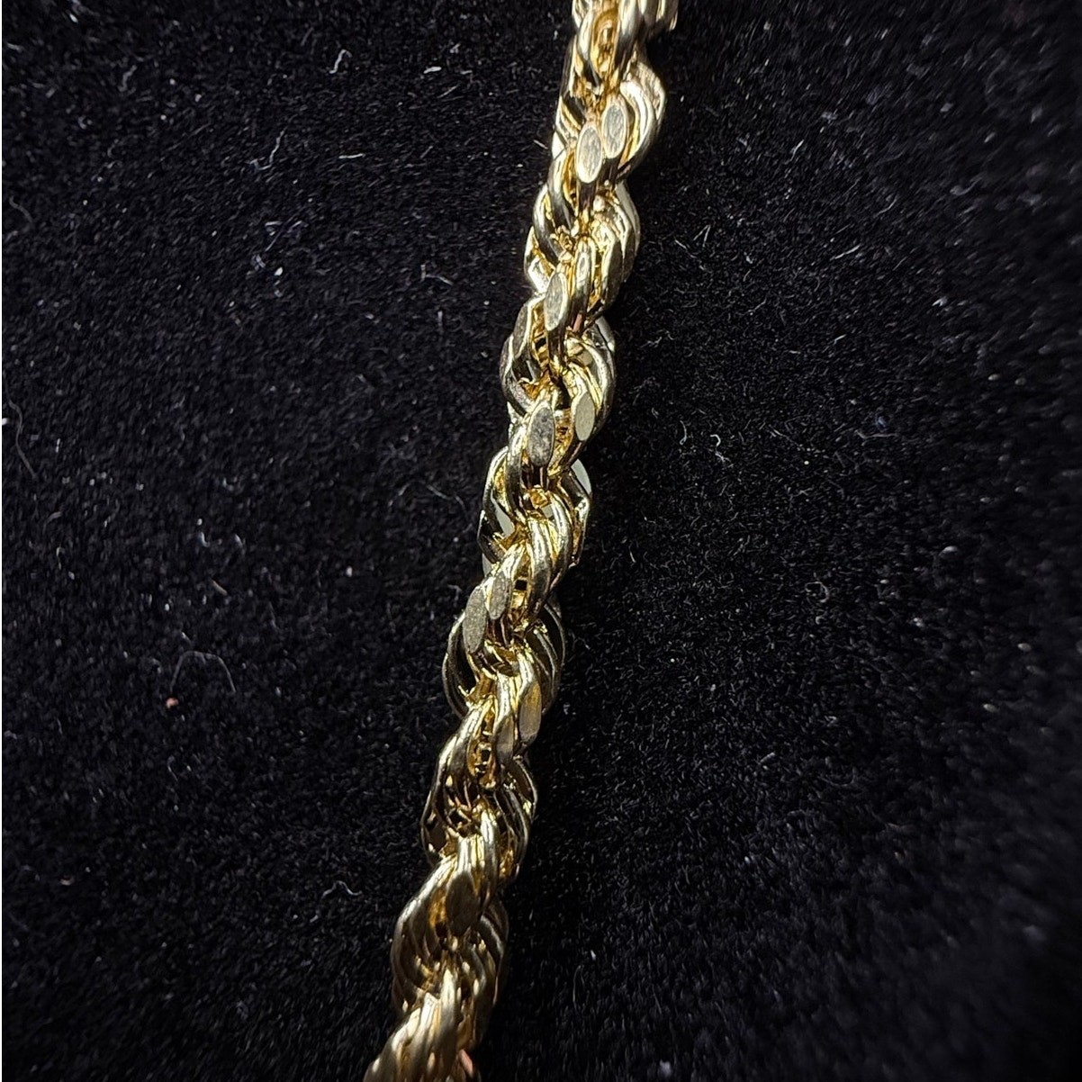 Solid 10k Yellow Italian Gold Diamond Cut Rope Necklace Chain 22″ Long 3mm Wide