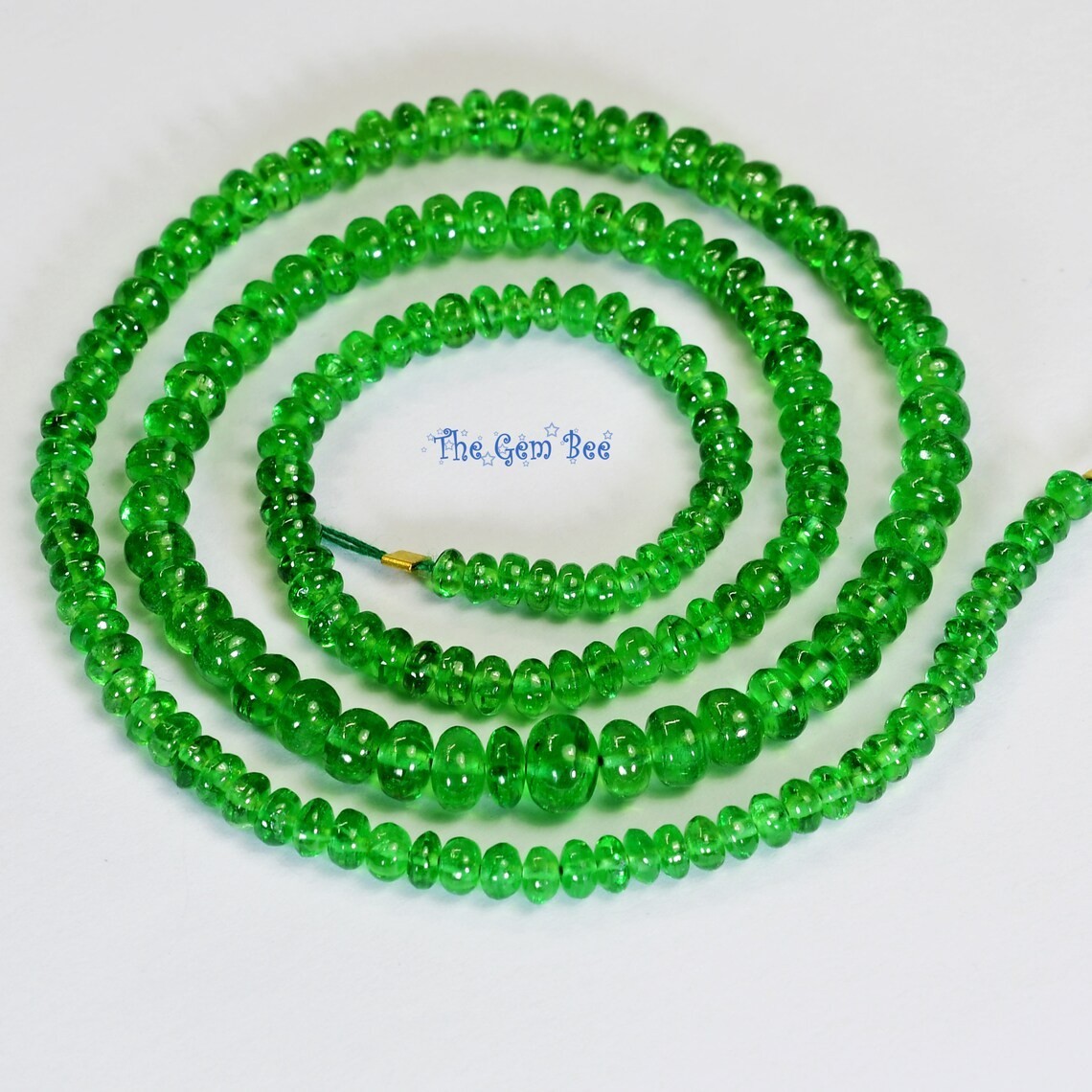 2.7mm-5.2mm Tsavorite Green Garnet Smooth Rondelle Beads 17.5 inch Strand