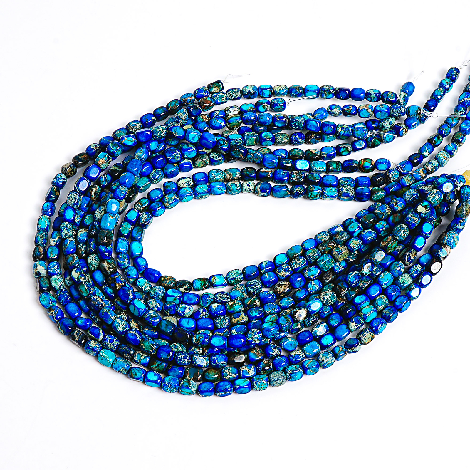 7X5MM Natural Blue Sea Sediment Imperial Jasper Beads AA Cube Loose Beads