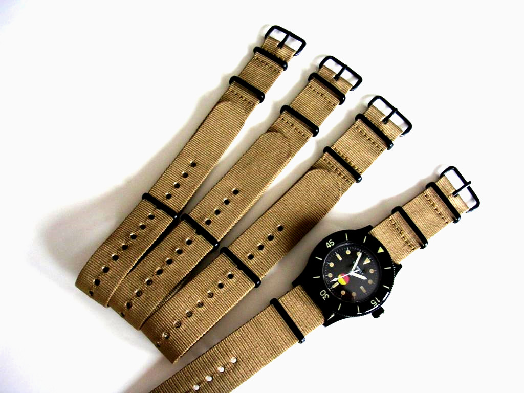 NATO G10 Khaki Brown Nylon Military Army PVD watch band strap IW SUISSE 18 20 22