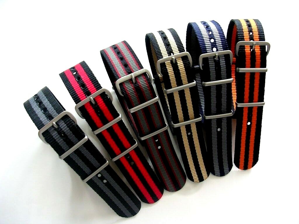 NATO Premium nylon watchband strap 22mm Black-Orange G10 Bond IW SUISSE 18 20 24