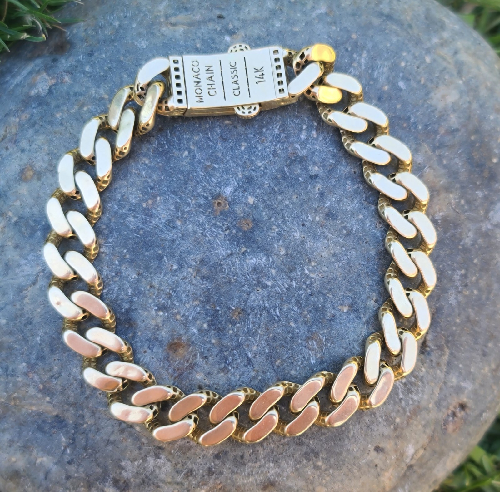 14k Solid Yellow Gold Miami Cuban Bracelet size 8″ Signed Monaco Classic 15.6gr