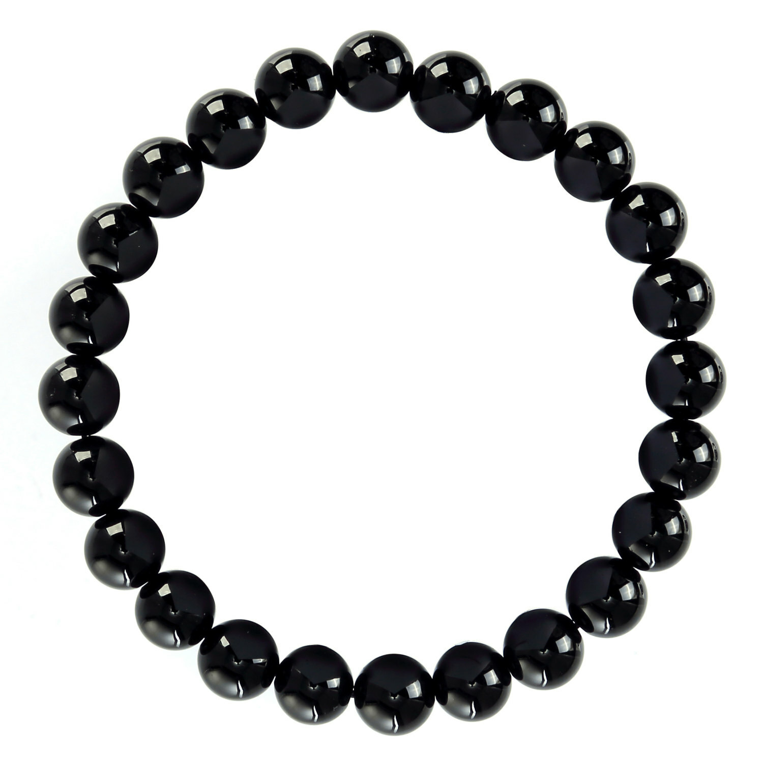 Black Onyx Bracelet Smooth Round Size 8mm 10mm 7.5″ Length