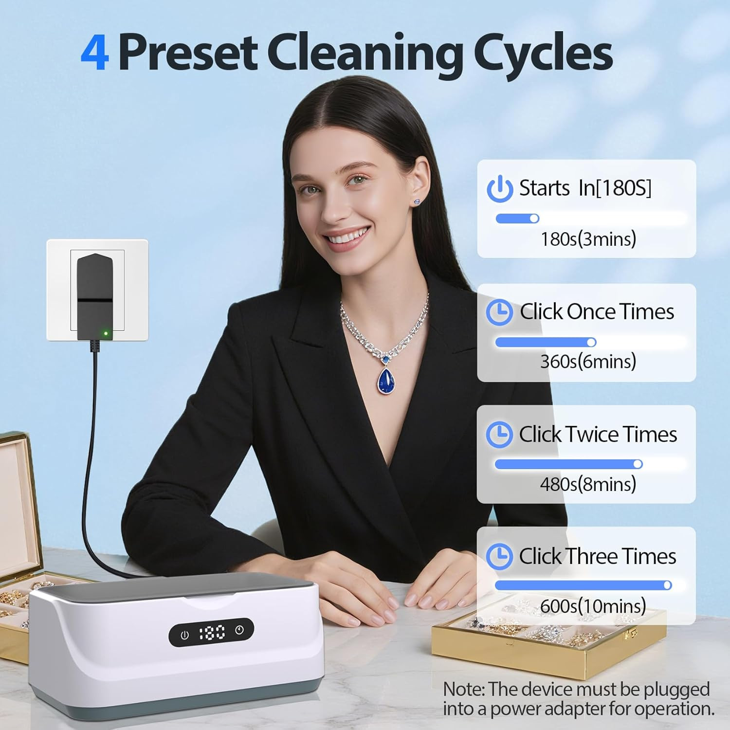 Ultrasonic Jewelry Cleaner: 48Khz Ring Cleaner Ultrasonic Machine with Digital T
